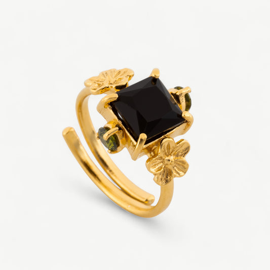 Anel Zirc Flores Preto